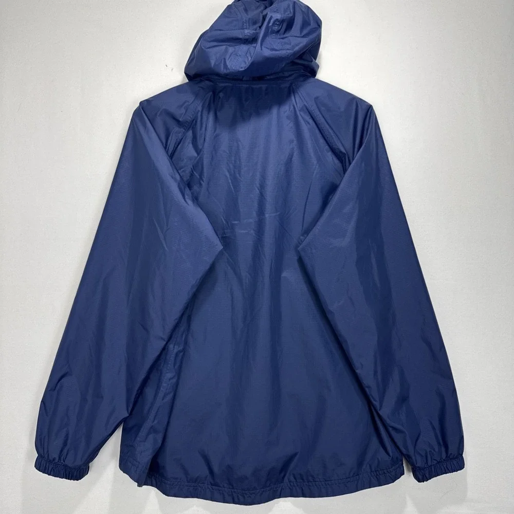 L.L. Bean Windbreaker Hoodie Men's M Reg Blue Full Zip Stowaway Jacket‎ Pockets - Picture 10 of 10